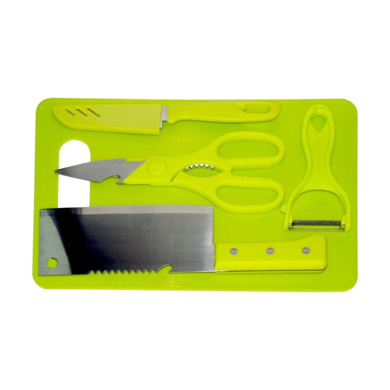 2271 Premium Stainless Steel Kitchen Chopping Tool Set (Butcher Knife, Peeler, Standard Knife and Kitchen Scissor with Chopping Board) - 5 Pcs - SkyShopy 2271 Premium Stainless Steel Kitchen Chopping Tool Set (Butcher Knife, Peeler, Standard Knife and Kitchen Scissor with Chopping Board) - 5 Pcs - SkyShopy